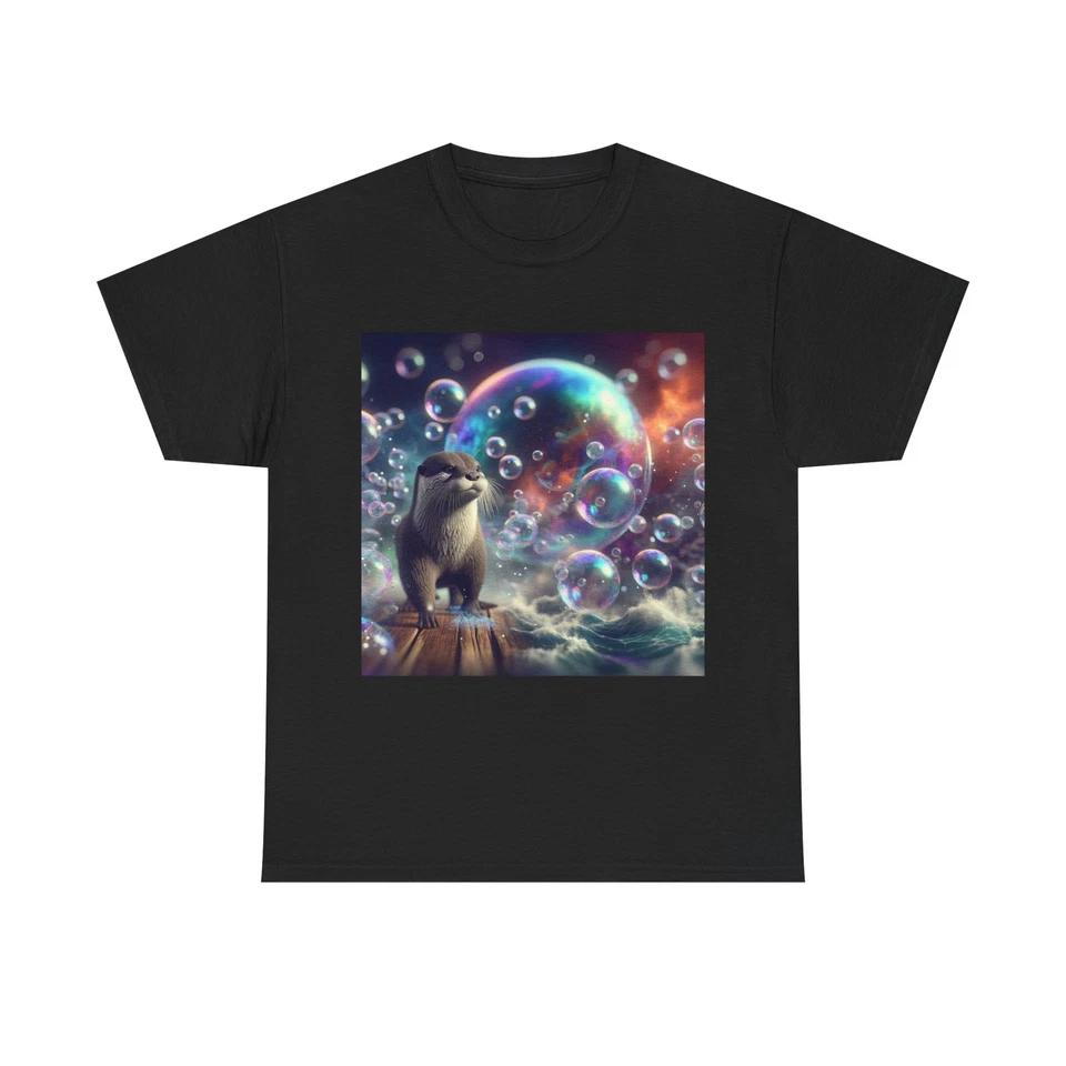 Unisex Adult T Shirt Dreamy Otter in Bubble Universe