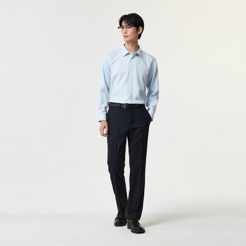 JOEONE Men's Wool-Silk Blend Business Casual Straight-Leg Trousers