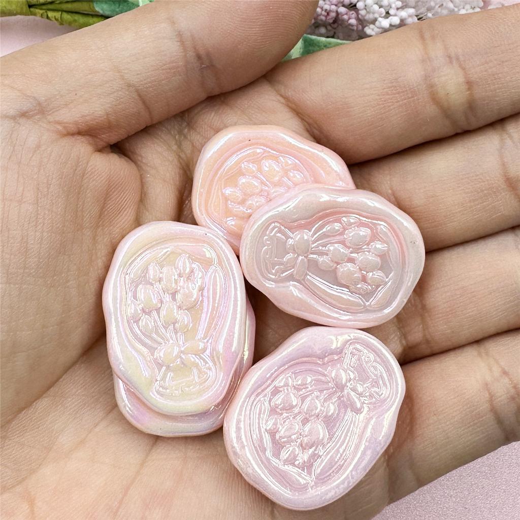 Hanmade Acrylic Geometry Handcrafted Beads Loose Spacer Handmade Bracelet Necklace DIY Tulip Flower For Jewelry Making 5pcs 21*27mm Beads