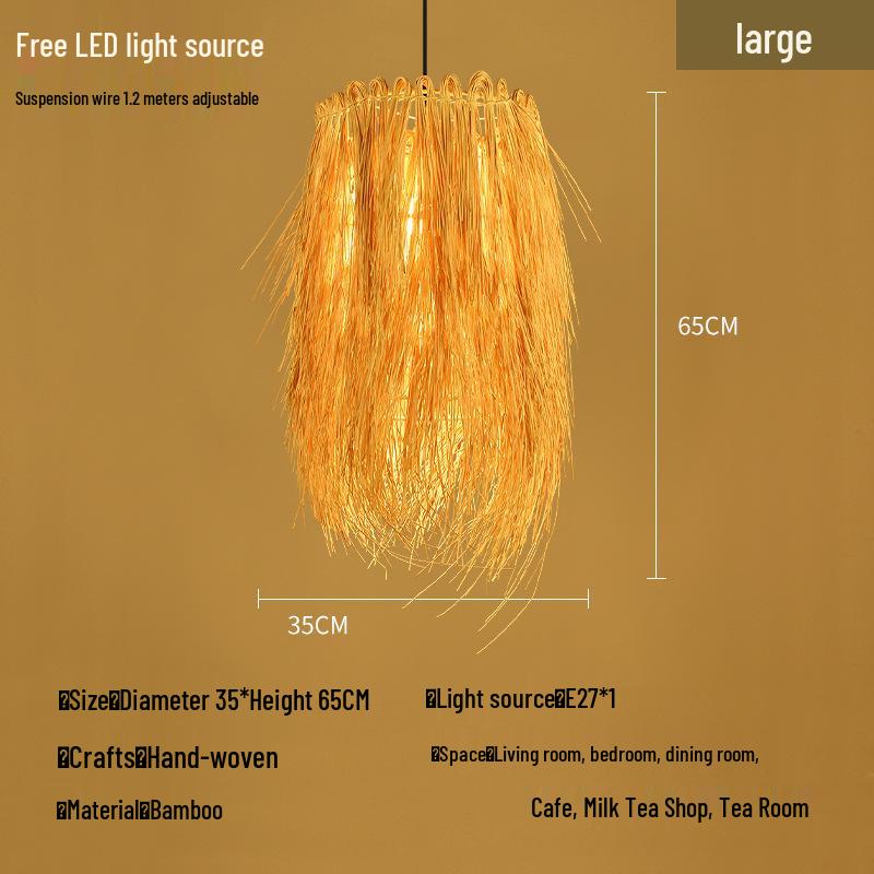 Бамбуковая ротанговая подвесная лампа: Дзен-освещение для чайной комнаты, столовой или чайного домика - Японский антикварный стиль