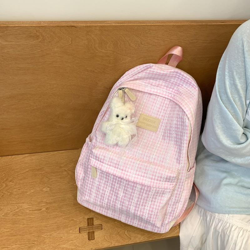 Schoolbag versatile plaid backpack large capacity student class tutoring schoolbag small plaid junior high school student schoolbag travel bag