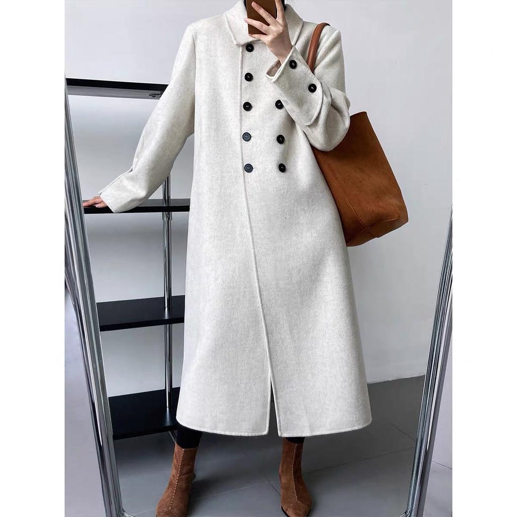 Новое зимнее женское длинное шерстяное пальто в стиле ретро.