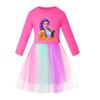 Kids Girls Anime Cartoon POP Singer Super Star Rumi Zoey Mira Print Mesh Rainbow Round Neck Casual Cotton Dress
