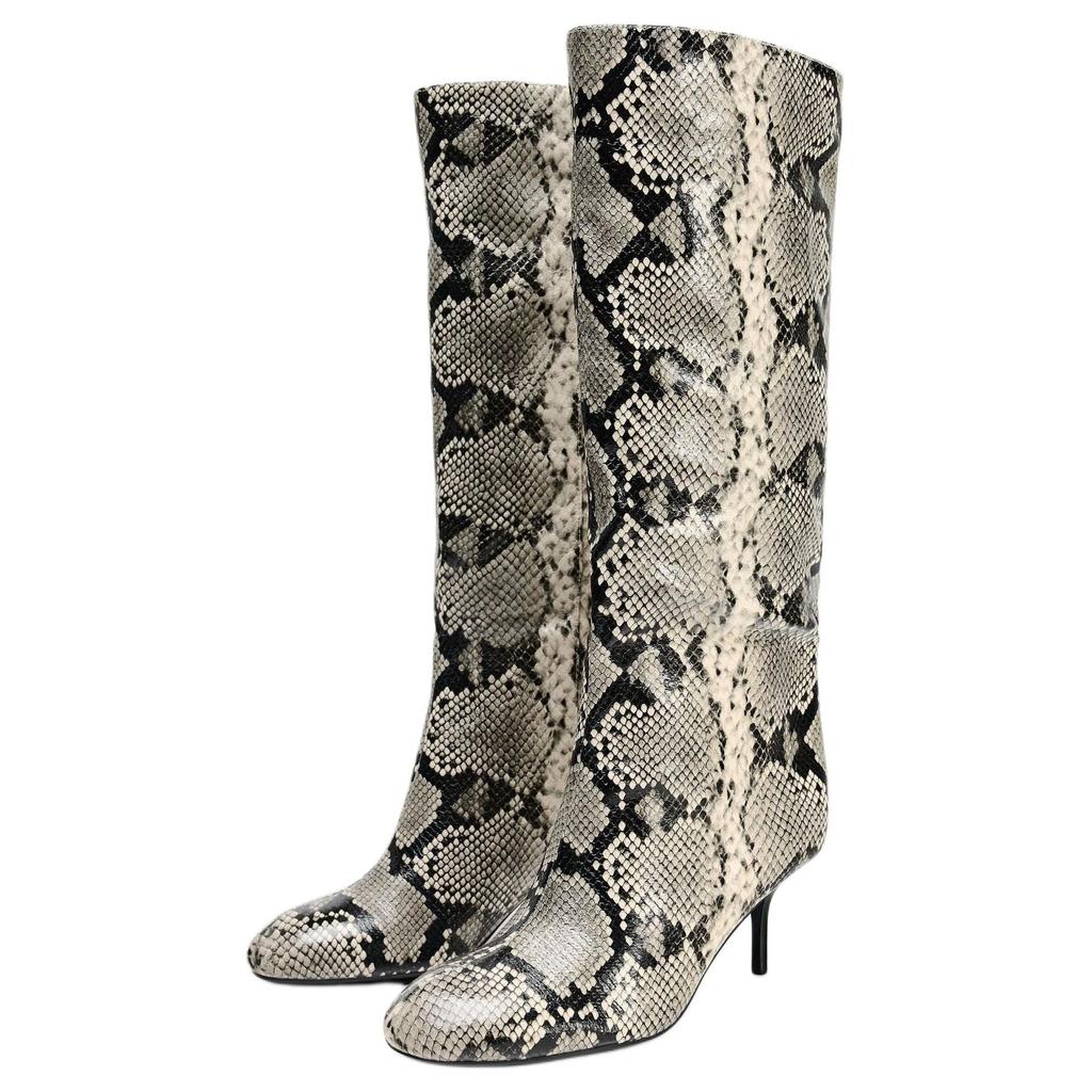 Zara Pu Fashion High Heel Animal Print Knee High Boots 6.5cm Women Boots Multicolor 12830510202