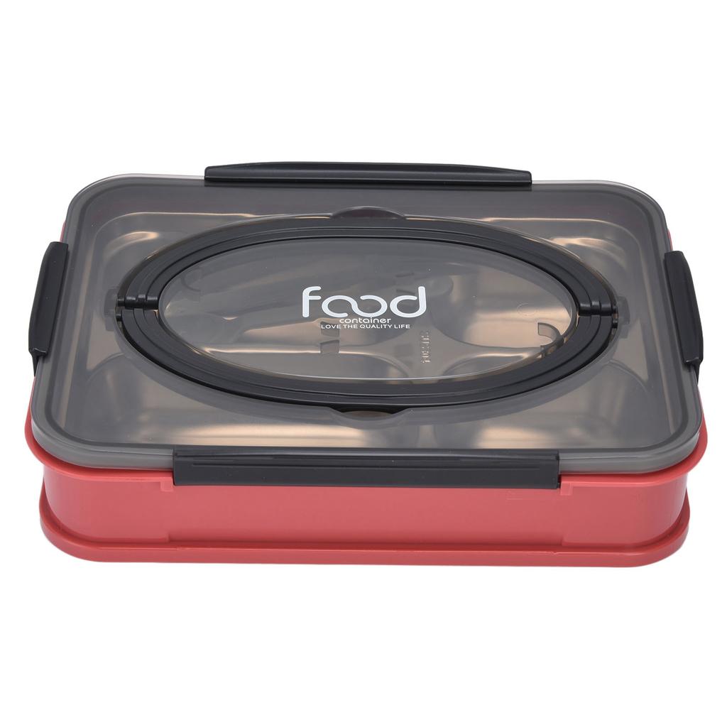 Multifunctional Stainless Steel Divided Dinner Tray Food Plate for Students School CanteenHawthorn Red (4 Compartments )