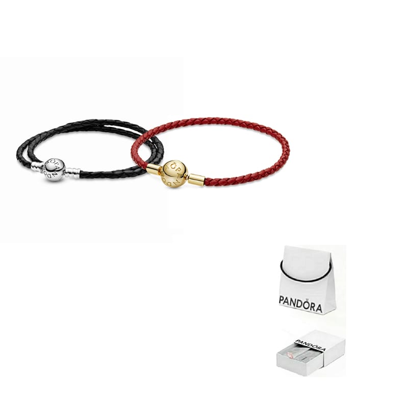 Pandora Leather Bracelets Unisex Black/Red ZT-0006- /