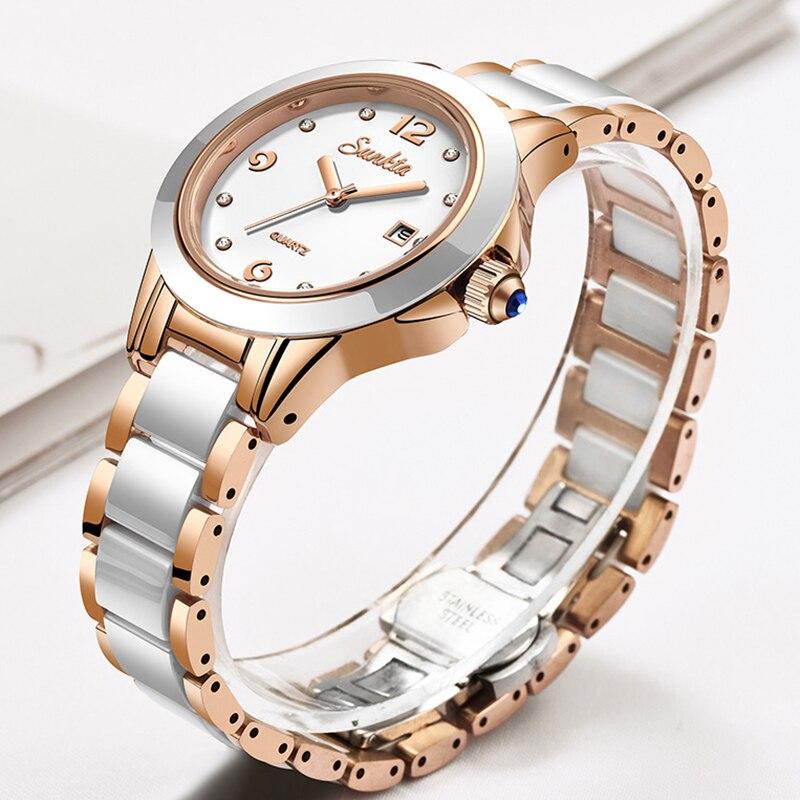 Модные женские часы Розовое золото Женские браслетные часы Девочка Reloj Mujer Новые креативные часы Водонепроницаемые Часы с датой Женщина