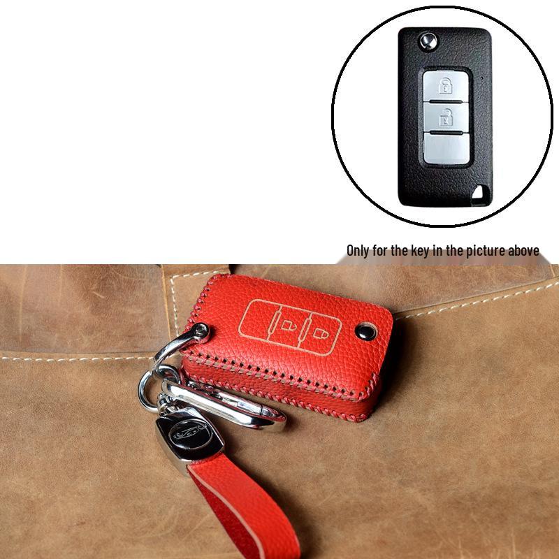 Кейс для ключей Mitsubishi: Кожаный чехол на кнопке для GAC Outlander, Eclipse Cross, ASX, Lancer и Pajero Sport