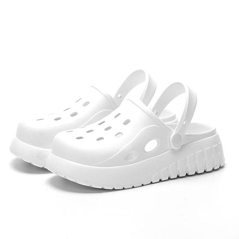 Женские белые сандалии на платформе с перфорацией Новые летние садовые туфли из ЭВА для женщин Удобные нескользящие пляжные шлепанцы Клоги