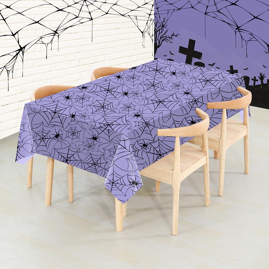 6PCS Holiday Disposable Halloween Tablecloth Halloween Themed Pumpkin Tablecloth Party Atmosphere Decoration Durable Supplies