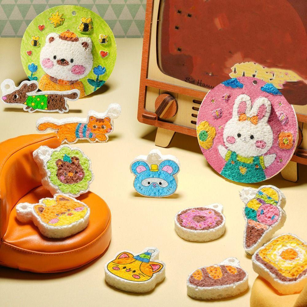Sponge Texture Drawing Pens Kit With Easel 3D Drawing Canvas Texture Painting Toy Kids Craft