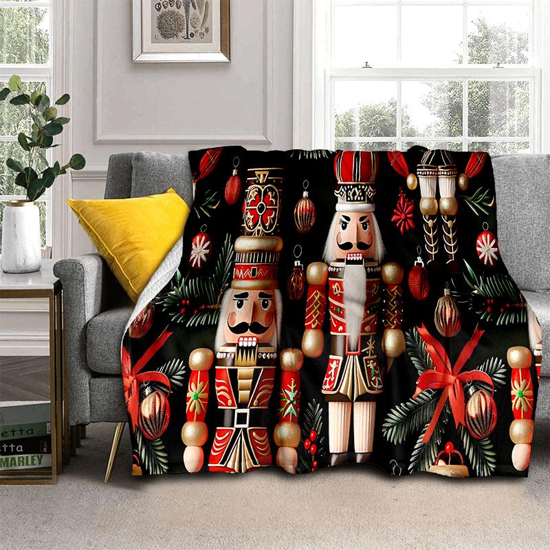 Cartoon Merry Christmas Gift The Nutcracker Doll Happy New Year Soft Flannel Blanket for Beds Bedroom Sofa Picnic,Throw Blanket