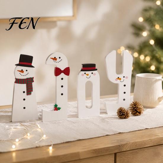 Rustic Christmas Home Decorations Wooden Tiered Tray Decor, Santa Reindeer Snowman Figurines Claus Tabletop Signs for Holiday And Ornament Displays