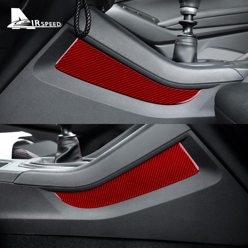 Real Soft Carbon Fiber Car Center Control Gear Side Decor Sticker For Subaru WRX/WRX STI Interior Trim Accessories