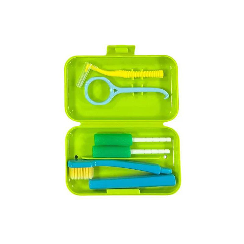 Portable Dental Cleaning Care Kit -Travel Oral Care with Detachable Toothbrush Interdental Brush Tongue Scraper And Storage Case
