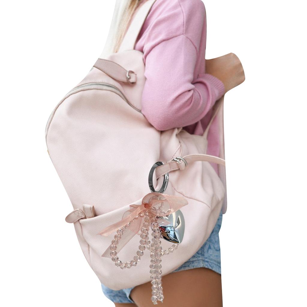 Bowknot Heart Pendant Keyring Phone Charm Detachable Phone Lanyard Butterfly Keychain Stylish Jewelry for Wallet Bag