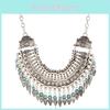 Style Ethnic Simulation Gemstone Decoration Tassel Design Necklace Women