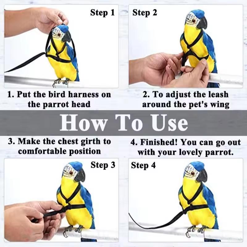 Parrot flying rope traction strap outing rope training traction rope Grey parrot King Kong flight rope training bird supplies