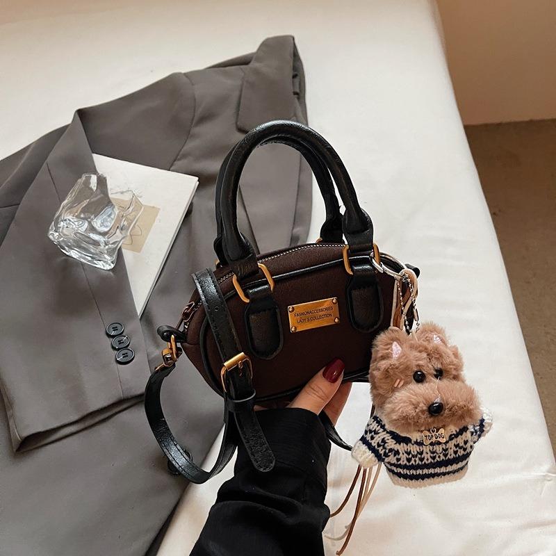 Retro Hand-held Small Bag, Winter Commuting Boston Bag, Stylish Single-shoulder Crossbody Bag