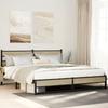 Metal Bed Frame without Mattress Sonoma Oak Finish 193 x 203 cm