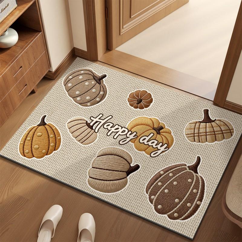 Pumpkin PVC Leather Doormat Indoor Outdoor Washable Non-slip Entrance Floor Mat