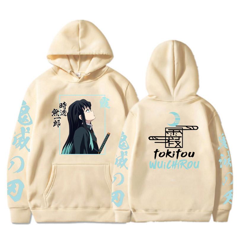 Demon Slayer Tokitou Muichirou Anime Hoodies Top Fleece Spring Autumn Japanese Hoodies Loose Casual Style Unisex Sweatshirt