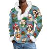 Мужской повседневный рождественский плюшевый свитшот с V-образным вырезом и длинными рукавами из флиса