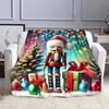 Festive Nutcracker with Christmas Decor Patterned flannel blanket perfect for the bedroom living room, sofa, or a little nap