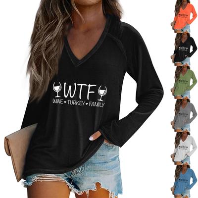 Женская повседневная мода снежинка напечатанный винтажный повседневный принт длинный рукав V-образный вырез пуловер топ блузка