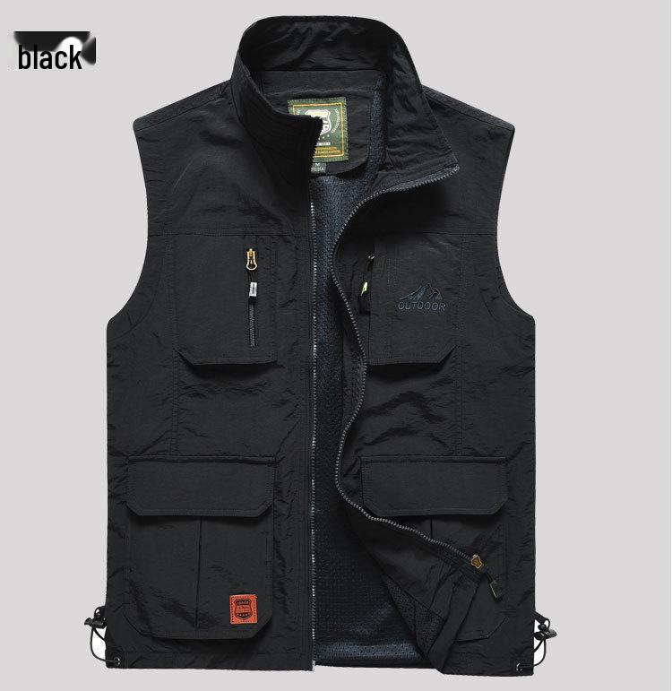 Мужской жилет с несколькими карманами на весну/осень — легкий, для фотосъемки на открытом воздухе/рыбалки, большой размер, модель 7838