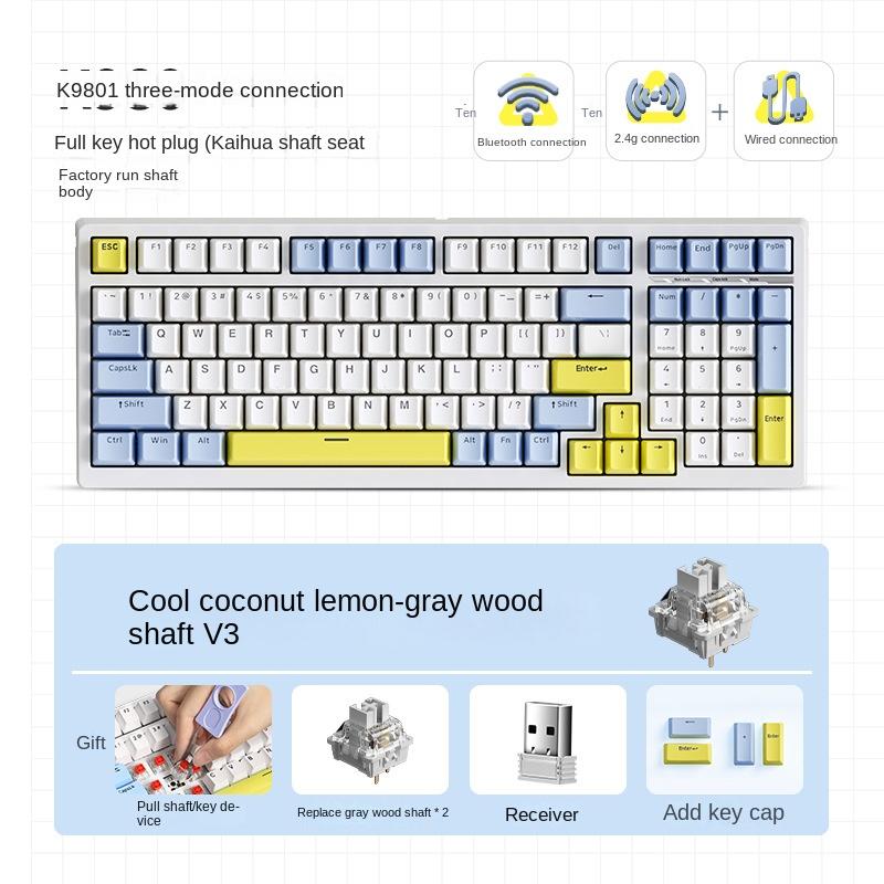 МЧОЗЕ K980: Полностью настраиваемая механическая клавиатура с возможностью горячей замены клавиш, беспроводным Bluetooth и трехрежимной игровой клавиатурой
