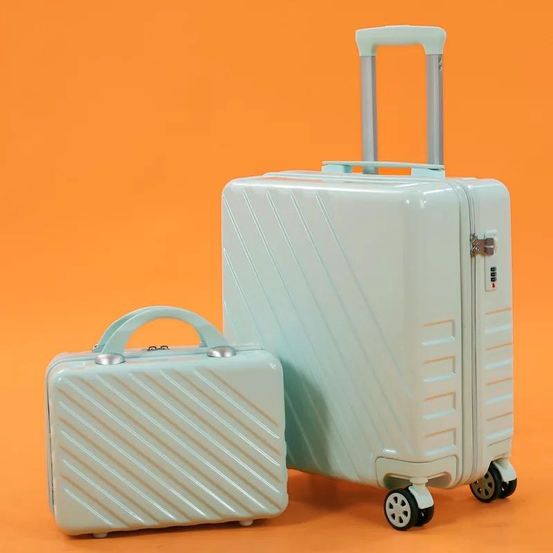 Дорожный чемодан 18 дюймов 20 дюймов, ручная кладь на колесиках, сумка на колесиках, женский багажный набор с модной косметичкой