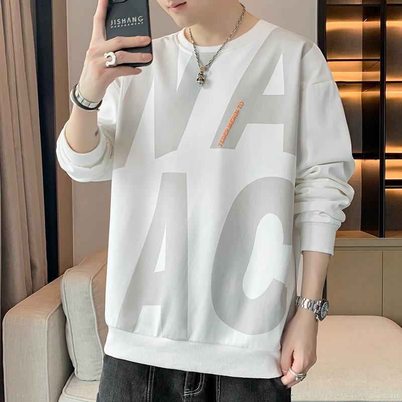 Men's Sweater Spring and Autumn Long-sleeved T-shirt Handsome Versatile Loose Round Neck Men's Clothes