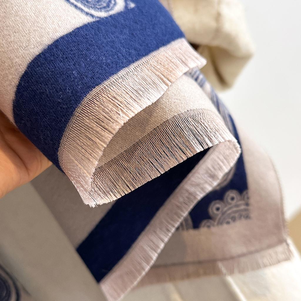 European And Korean Autumn And Winter Double-Sided Imitation Cashmere Cashew Flower Elegant High-End Dual-Purpose Scarf Warm Scarf Women