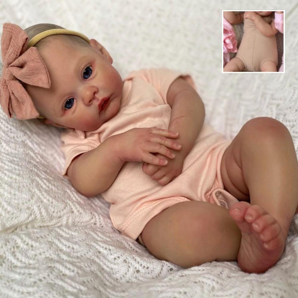 Poplar 19'' 49 Cm Reborn Babies Dolls Meadow Soft Full Vinyl or Cloth Body Newborn Doll Handmade Exquisite 3D Painted Skin Visible Veins Rebirth Dolls