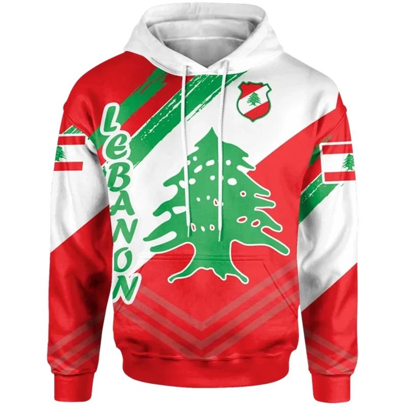Ливанский флаг 3D печать 2024 Harajuku Ливан толстовки с капюшоном мужская одежда с длинным рукавом уличная повседневная свободные пуловеры пальто