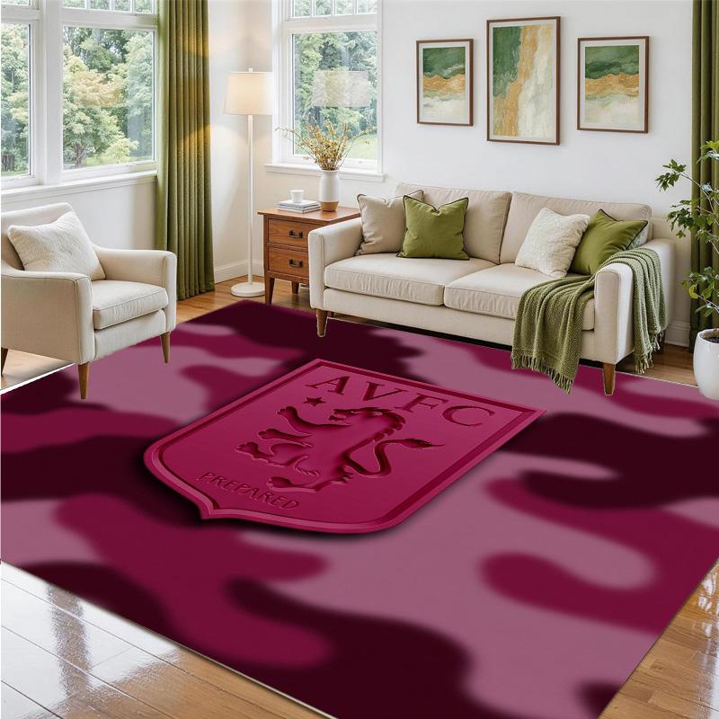 Aston Villa Football Design Crystal Velvet Rug Soft Decorative Mat for Bedroom Entrance