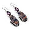 Natural Sodalite, Amethyst Gemstone 925 Sterling Silver Earring 2.76" W2t36