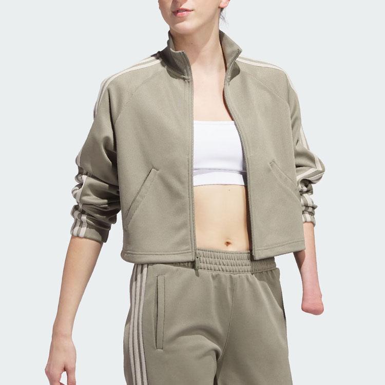 adidas Женская теплая тренировочная куртка-топ adidas Originals, цвет хаки, IJ5229