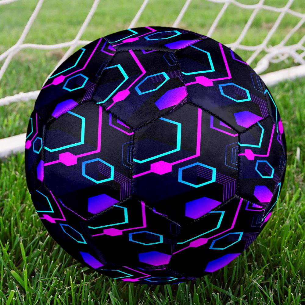 1PC Neon Hexagon Patterns Size 5 Soccer Balls, Anti-Slip, Outdoor Sport, a Unique Gift, Birthdays, Christmas gifts Valentine'S Day gifts A73