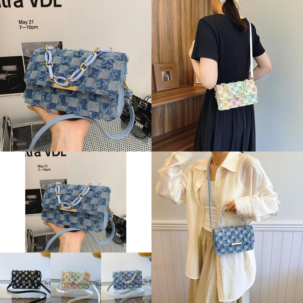 Модная средняя холщовая сумка с уникальной строчкой и кисточками