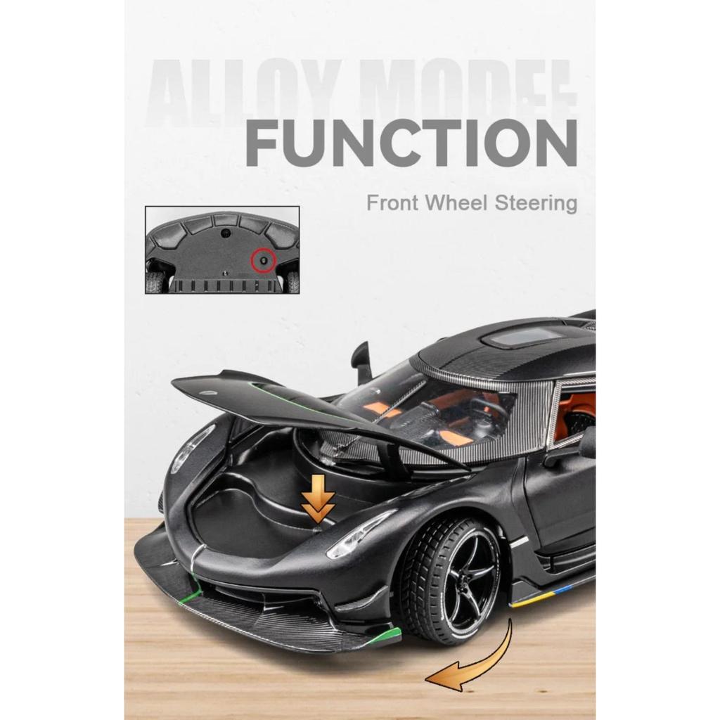 1/24 Sports Car Model Koenigsegg Alloy Diecast High Simulation Scale Toy Pull Back Doors Can Open Boys Birthday Gifts Decoration