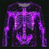 2025 Fall Winter New Halloween Skeleton Prints Long Sleeve T-Shirts For Men Gothic Trendy Streetwear Unisex Casual Party Tops