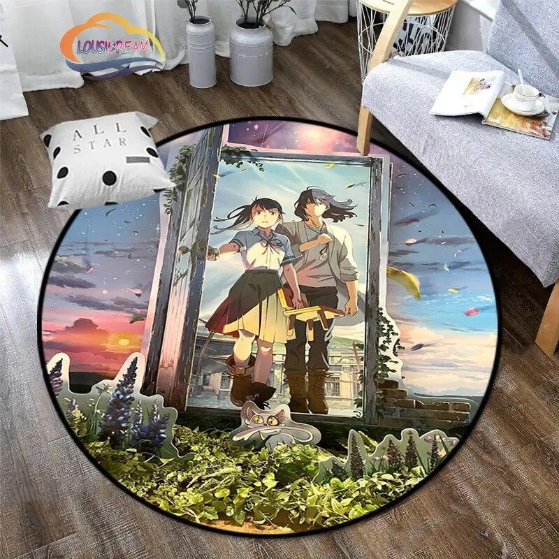 Круглый ковер с рисунком аниме Suzume, декоративный круглый коврик с 3D принтом для детей или девочек, коврик для спальни, гостиной