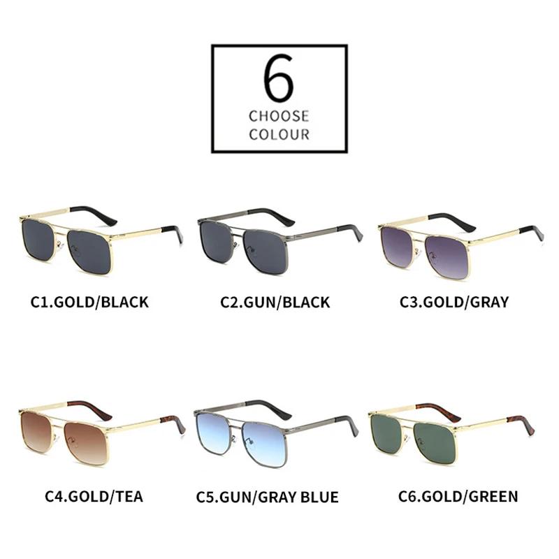 SHAUNA винтажные металлические двойные мосты мужские квадратные солнцезащитные очки градиентных оттенков UV400 модные женские солнцезащитные очки