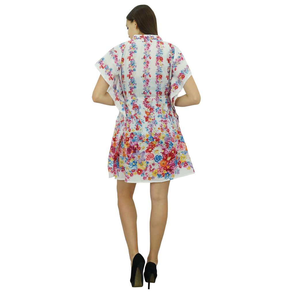 Bimba Женское платье-кафтан в стиле бохо с принтом, хлопковая короткая туника, пляжный кафтан