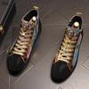 Модные дизайнерские мужские высокие кеды с узором граффити из страз, повседневные лоферы, плоская платформа, обувь для выпускного вечера, мокасины, кроссовки для ходьбы