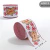 Новый стиль мешковины Рождественская лента с рисунком Пряничного человечка и Шишки - Ручная работа с проволочным краем