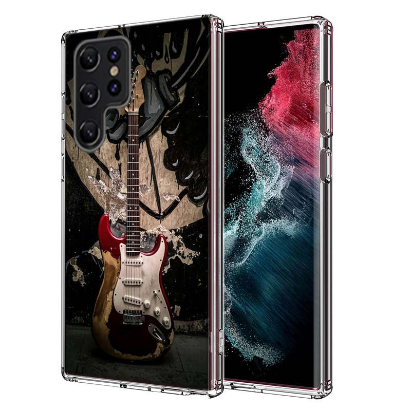 Retro rock Music Electric Guitar Phone Case For Samsung S25 Edge S24 FE Galaxy S21 S20 FE S23 S22 Ultra S10 Plus S10E Cover Clea