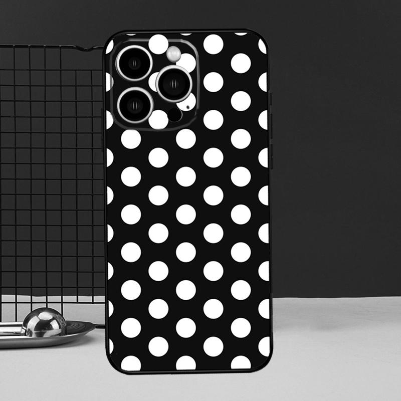 Черно-белый чехол-защита в горошек для iPhone 11 14 12 13 Pro Max Mini X XR XS Max 7 8 Plus SE 2020